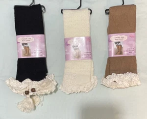 WinWin Womens Crochet Lace Boot Knees Sock, Size 6-11, 3 Pairs Different Styles - Picture 1 of 3