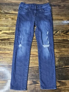 True Religion Brand Jeans  Kids Geno  Slim Dark Skinny Leg Jeans Size 10 - Picture 1 of 10