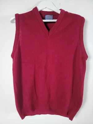 Pendleton Mens Medium Sweater Vest Sleeveless V-Neck Lambswool Yarn Pullover Red - Image 1 of 4