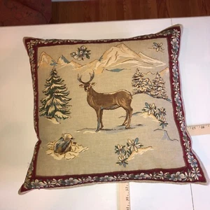 HINES of Oxford WINTER DEER BUCK Tapestry Pillow 18" x 18" England - Picture 1 of 7