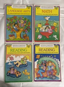 Lot of 4 Gifted and Talented Workbook for Ages 4-8 Language Arts Math Reading+ - Picture 1 of 11