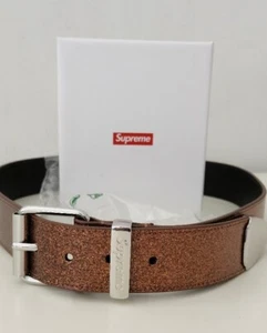 FW22 Supreme Glitter Vinyl Ranger Belt Size M Medium Brown Leather New Accessory - Picture 1 of 13