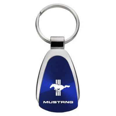 Ford Mustang Tri-Bar Tear Drop Key Ring (Blue) - Image 1 of 3