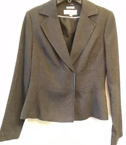 Calvin Klein Size 2 Gray Logo Snap Magnet Long Sleeve Women’s Suit Blazer Jacket - Picture 1 of 12