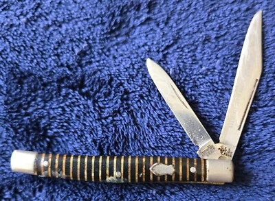 NAVAJA DE BOLSILLO IMPERIAL VINTAGE DE 2 HOJAS, MANGO NEGRO Y DORADO Foto 1 de 3