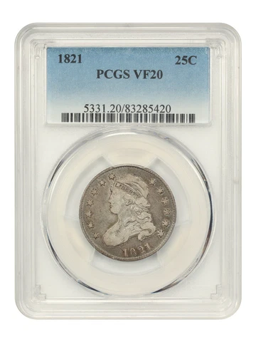 1821 25c PCGS VF20 Cover