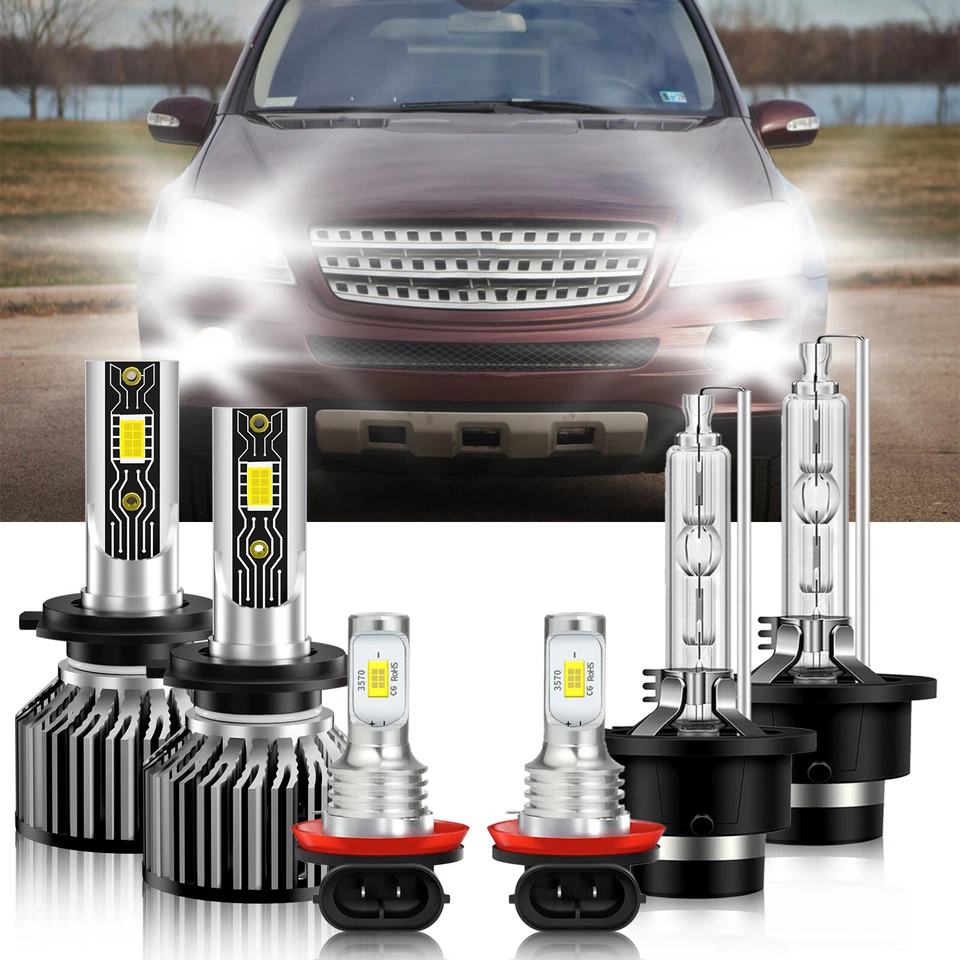 H7 D2S H11 LED HID Headlight Fog Light Bulbs For Mercedes-Benz ML320 2002-2003 — 第 1/4 张图片