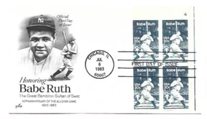 2046 Babe Ruth ArtCraft plate block FDC - Picture 1 of 1