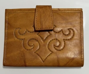 Cartera de cuero de vaca vintage para mujer y hombre color tostado años 70 accesorio de diseñador - Imagen 1 de 13