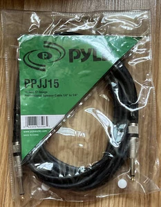 NEW; Pyle PPJJ15 15feet 12 Gauge Professional Speaker Cable 1/4" to 1/4" Black. - Picture 1 of 2