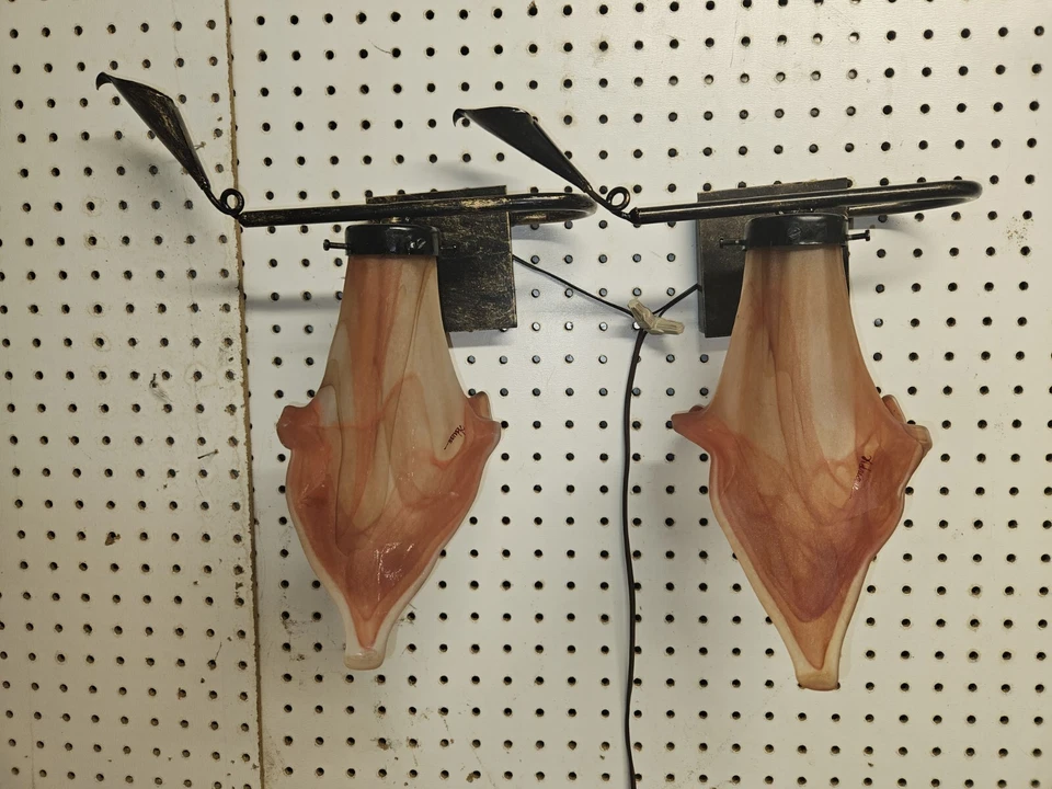 Aplique de vidrio soplado a mano Art Deco con hierro forjado firmado ADNAN Europa Post 1956 Foto 1 de 4