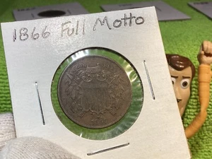 1866 2 Cent Piece FULL MOTTO HIGH GRADE MINTAGE 3,177,000 - Picture 1 of 8