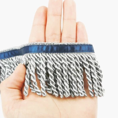 Borde y adornos de flecos de lingotes 5/10 yardas X 2,5 pulgadas adornos de tela Se... Foto 1 de 4