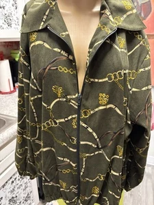 Vintage Bon Worth Horse Bit Suedes Track Jacket Olive Petite L - Picture 1 of 4