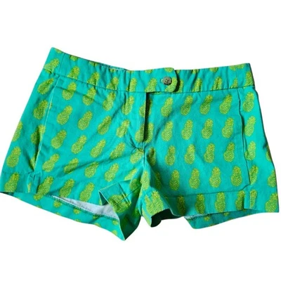 J. Pantalones cortos de mujer Crew con estampado verde y amarillo talla 0  Foto 1 de 4