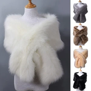 Scialle pelliccia sintetica di lusso mantello invernale avvolgente caldo morbido accessorio moda per donna - Foto 1 di 22
