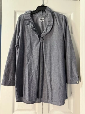 Top túnica Mudpie azul con volantes cuello talla mediana manga larga Foto 1 de 4