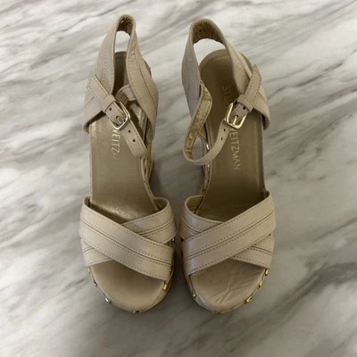 Sandalia de cuña Stuart Weitzman MINKY de cuero tostado talla 5 Foto 1 de 4