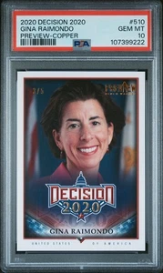 2020 Decision GINA RAIMONDO COPPER FOIL ROOKIE # 3 /5 PSA 10 POP 1 Rhode Island - Picture 1 of 2