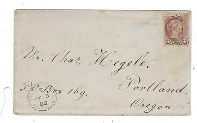 1882 Victoria B.C., Canada 3c Starburst Fancy to Portland Oregon - Image 1 of 2