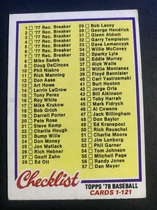 1978 Topps Baseball Unmarked Checklist Card #74 (a) - Picture 1 of 2