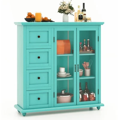 Buffet Sideboard with Storage - Kitchen Pantry Cabinet with 2 Doors, 4 Drawer... - Image 1 of 4
