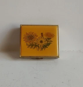 Vintage Pill Box with Flowers Scene 2.75" X 2.5" X .5" - Picture 1 of 11