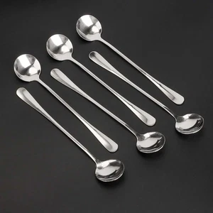 Paquete de 6 cucharas de acero inoxidable de mango largo de 7,5 pulgadas juego de cucharas para mezclar helado café té - Imagen 1 de 13