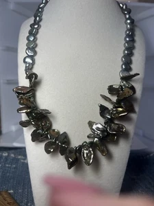 Platinum Rosepetal Keishi FW Pearl And Coin Pearl Necklace 18” - Picture 1 of 6