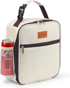 Bolsa de almuerzo blanca aislada, bolsa refrigeradora reutilizable a prueba de fugas para trabajo y viaje NUEVA - Imagen 1 de 7