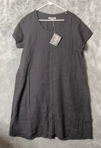 Neu mit Etikett Flachs Park Kleid dunkelgrau Leinen Medium Lagenlook Oversize Lagenlook grau - Bild 1 von 6