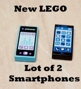New LEGO Cell Phone Smartphone Apps MP3 Equalizer Music Blue Black Printed Top - Picture 1 of 1