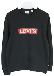 Levi's Sweatshirt Men's Large Sweater round Neck Black Logo - Picture 1 of 8