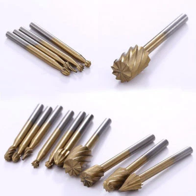 10pcs HSS Titanium Burrs Rotary Files Set Milling Cutter Engraving Bit Tool GL - Image 1 of 4
