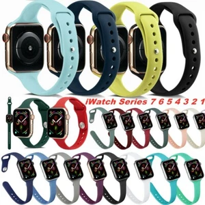 Men Women Silicone Slim Sport Band Strap For Apple Watch Series 7/6/SE5/4/3/2/1 - Picture 1 of 73