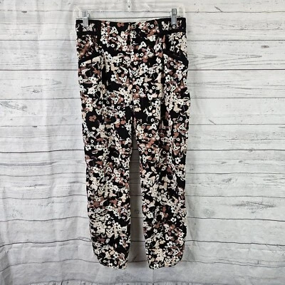 Cartonnier Womens Cropped Pants Sz 8 Black Brown Floral Mid Rise - Image 1 of 4