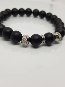 Armband Herren Onyx Edelstahl  chakra Stein 10 mm Geschenk Jedes Anlass  - Bild 1 von 2