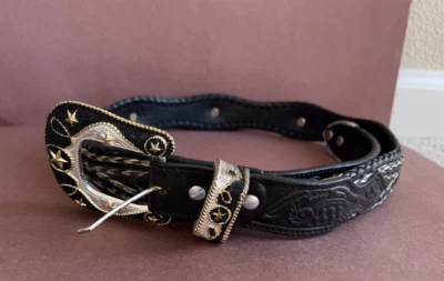 Cinturón de cuero para montar toro mexicano negro vaquero occidental marca desconocido talla 36 Foto 1 de 4