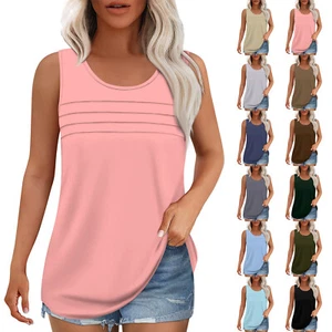 Tank Top For Women Summer Outfits Sleeveless Blouses Casual Loose Shirts - Picture 1 of 48