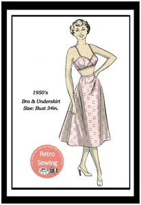 Reggiseno anni 50 e mezzo slip lingerie modello cucito busto 34 - Foto 1 di 1