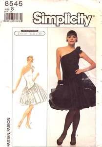 Simplicity 8545 ~ Miss Fitted-One Shoulder Dropped Waist Dress ~Size 8 Bust 31.5 - Picture 1 of 4