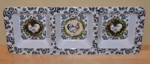 Keller-Charles Rooster Design 3 Section Serving Tray Chicken Melamine Dip Dish - Picture 1 of 9