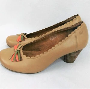 Josef Seibel Round Toe Bow Heels Beige Leather Shoes US 9 Size 40 - Picture 1 of 12