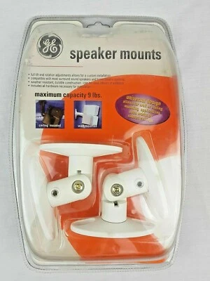 GE SPEAKER WALL OR CEILING  MOUNTS (WHITE) WITH HARDWARE 4 MOUNTS 2 IN EACH PACK - Image 1 of 4