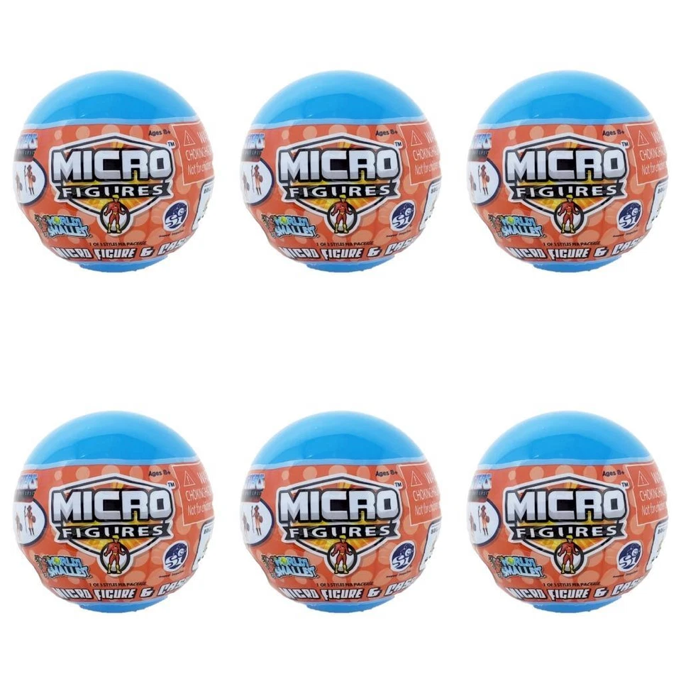 Microfiguras más pequeñas del mundo: lote de 6 globos ciegos sellados azules Foto 1 de 1