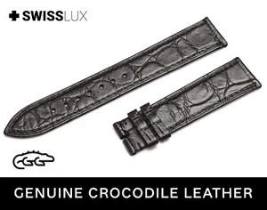 Crocodile Alligator Leather For CHOPARD Watch Black Strap Band Buckle/Clasp SQ - Picture 1 of 10