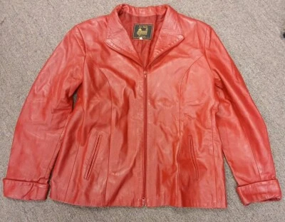 Chaqueta De Colección Firenze La Pelle Italia Roja Cuero Suave Cremallera Talla 52 Foto 1 de 4