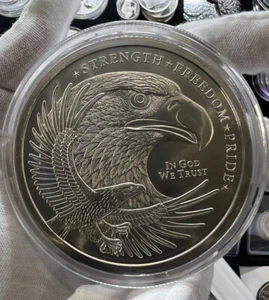 5 oz .999 Fine Silver Double Eagle Round Strength, Freedom, & Pride In Capsule - Picture 1 of 6