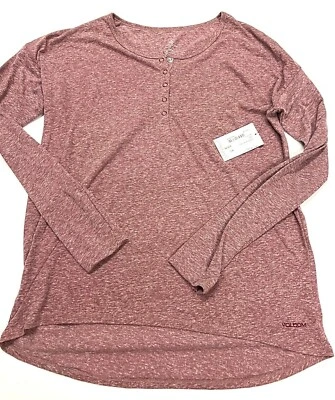 Volcom Lived in Snow HenleyTop Size XS or L NWT Cranberry Red Snap Button Neck - Image 1 of 4