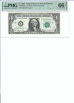 1969 $1 FRN FR1903-E* PMG 66 EPQ, Richmond * Note S/N E08526524*!!! - Image 1 of 2